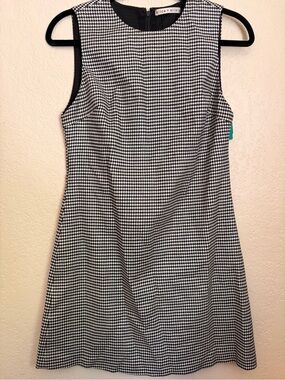 Alice + Olivia Black and White Houndstooth A-Line Dress Size 2